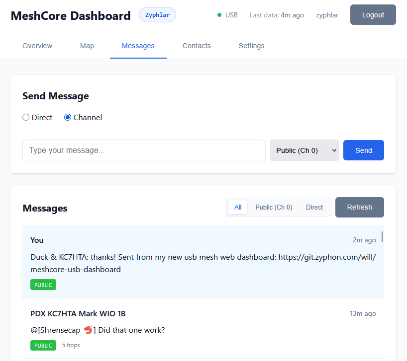 Messaging Screenshot